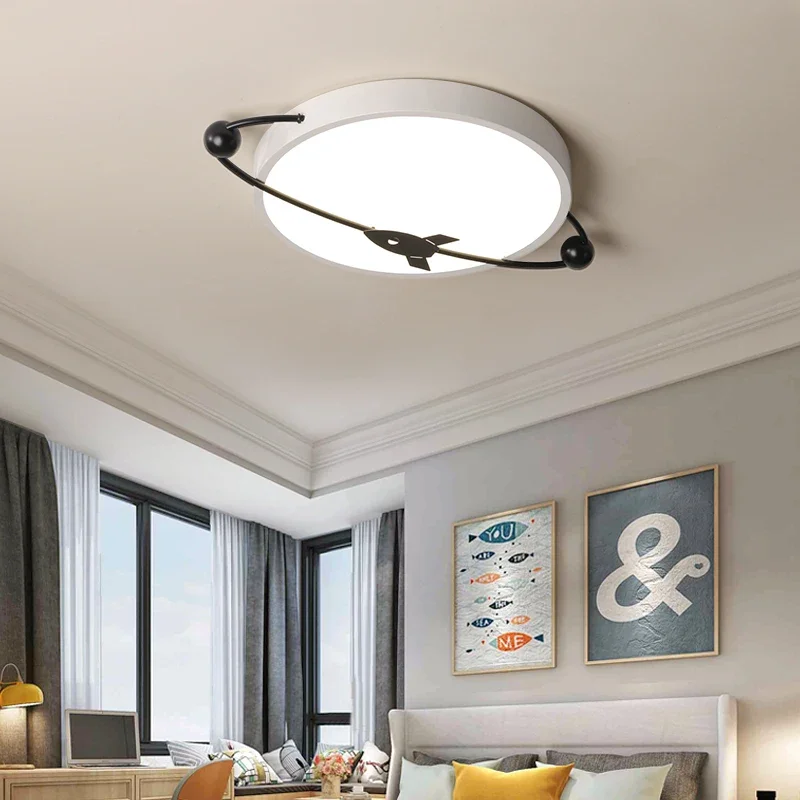 Round Modern LED stropné svetlá pre deti izba chlapec detská posteľ čierna+biele farebné svietidlá zadarmo Doprava zdarma