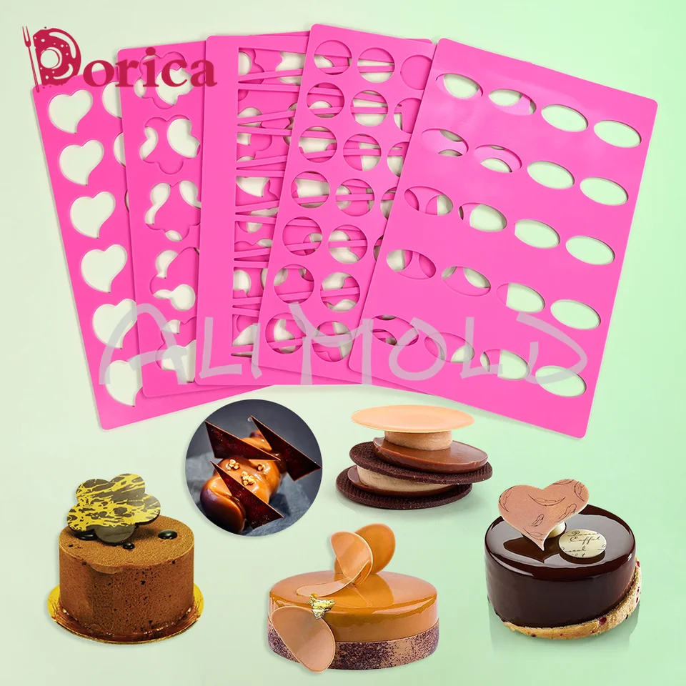 Round/Oval/Triangle/Love/Love/Pettal Silikone Chablon Folmy Čokoládové cookie šablóna Matka Deskot