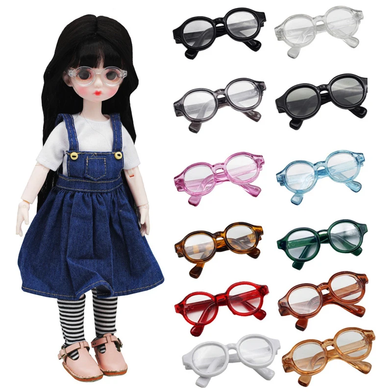 Round Rám BJD Plastové okuliare 4,5/6,5/9 cm Miniatúrne okuliare Čisté okuliare pre Blythes, MSD SD, plyšová bábika EXO