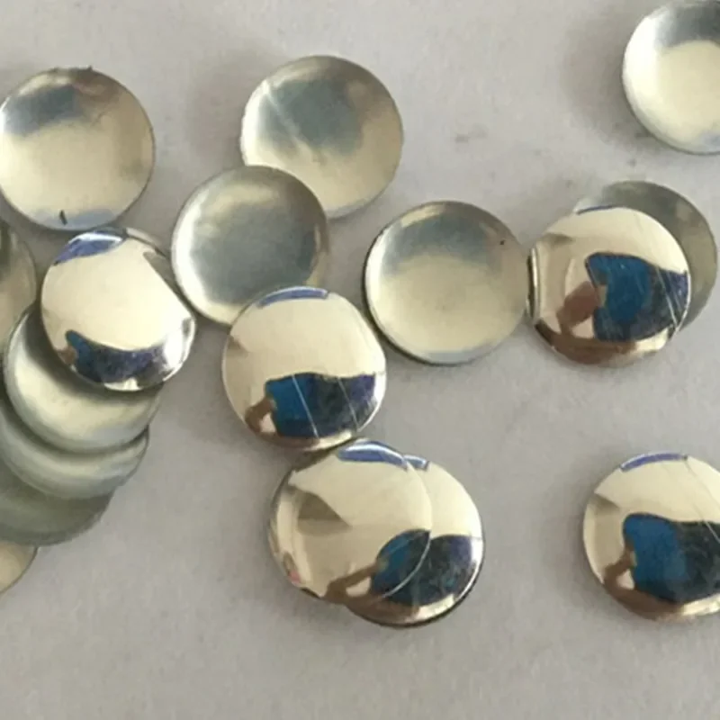 Round Silver Flat Back Studs, Hotfix železo na lepiacom ploche, DIY kamienky, punkový štýl, oblečenie, tašky, 10 mm, 200ks