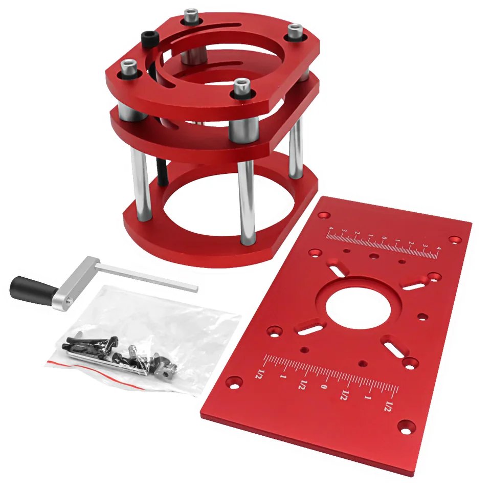 Router Lift s pevnou základňou - Vložka hliníkového smerovača - Doska Woodworking Universal Router Dift Base pre 65 mm Dia Router Motor