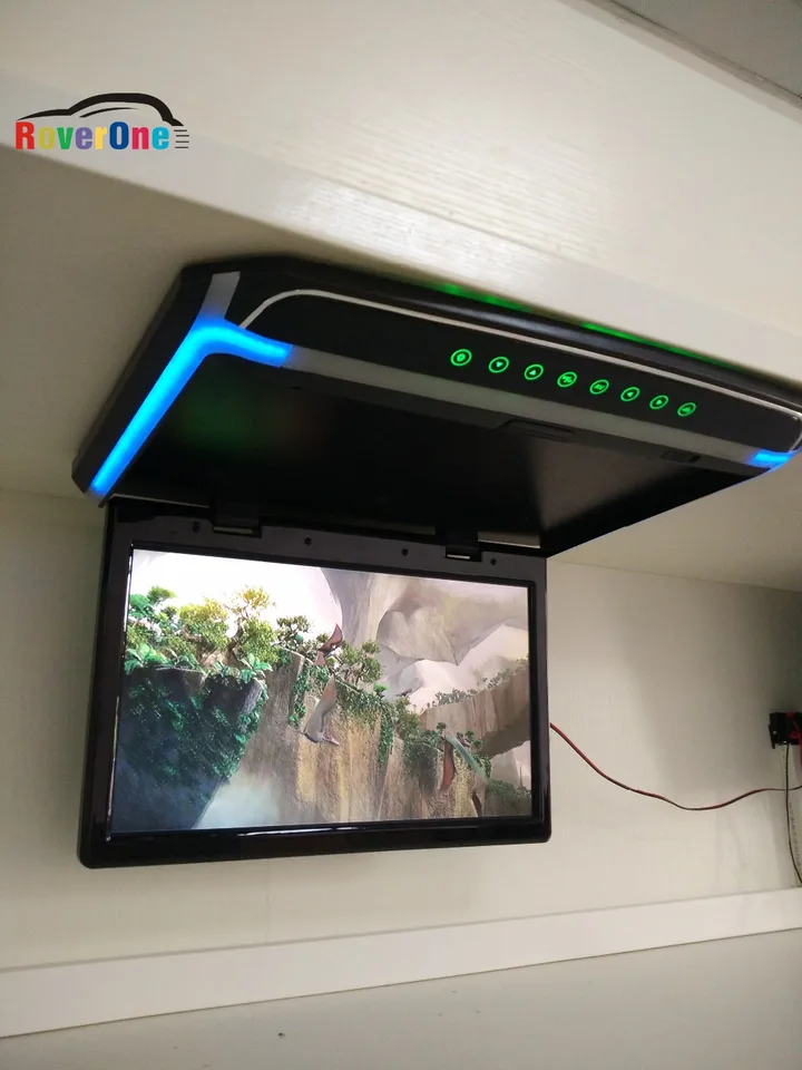 Roverone 14 '' 12V All in One LED HDMI stropný hráč preplachovača FLOW DOWN MONIPLE COACH COACH Stropný držiak nad hlavou Entertainment System