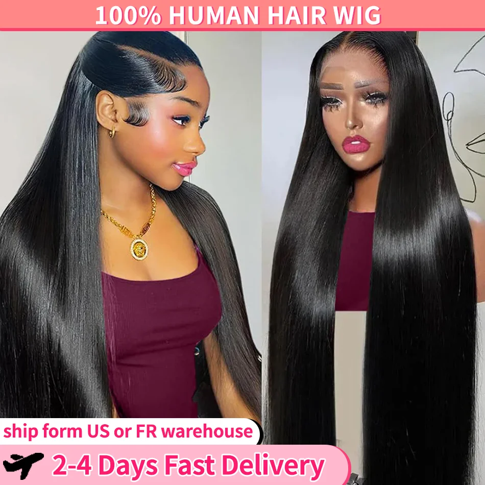 Rovné 100% ľudské vlasové parochne Lace Lace Front pred vopred vytrhnuté HD 4x4 Lace Closure Parochňa pre ženy