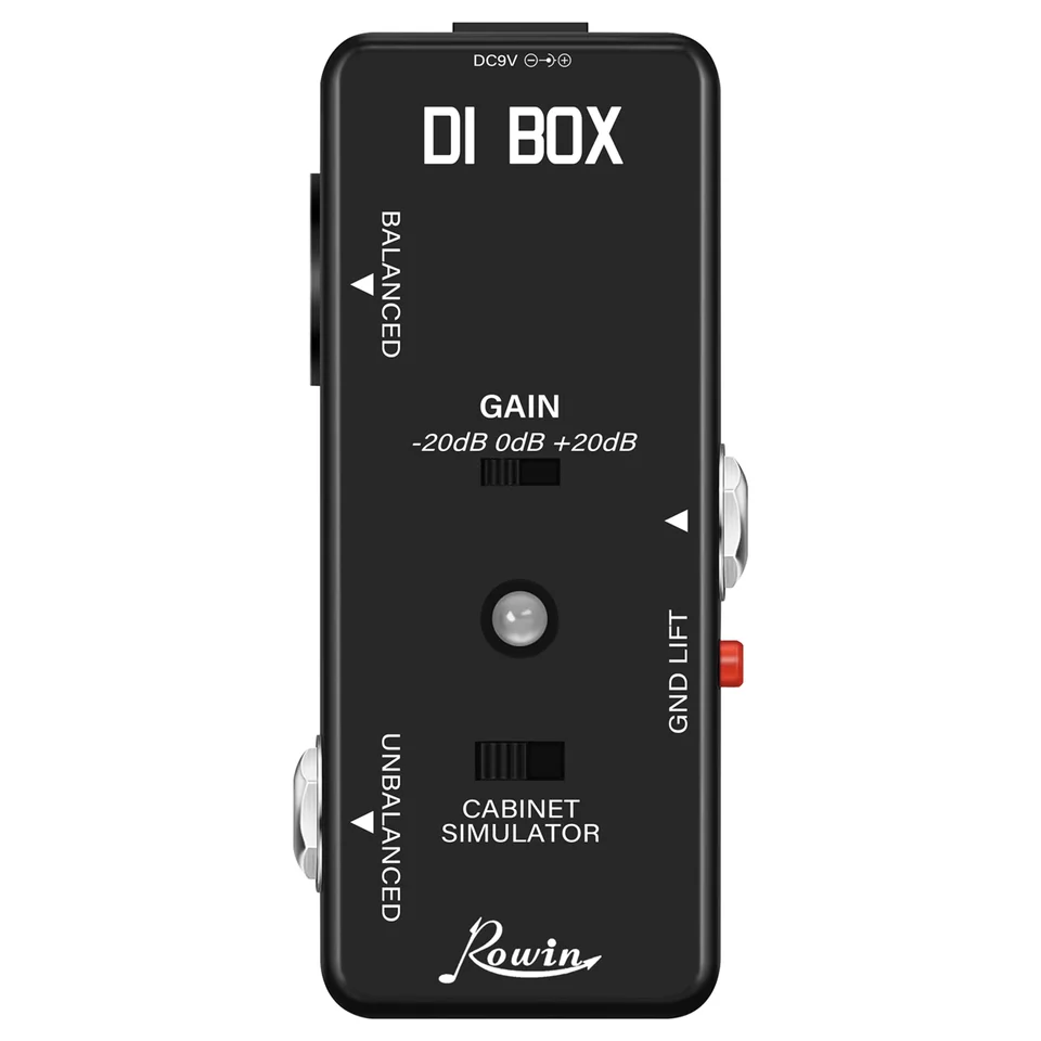 Rowin Di Box LEF-331 Micro-DI s kabínou SIM a gitarovým efektom pedálu True Bypass
