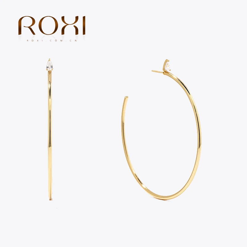 Roxi 1pc 925 Sterling strieborné šperky lesklé náušnice výklenok dizajn C-v tvare diamantové náušnice Strieborné náušnice pre ženy