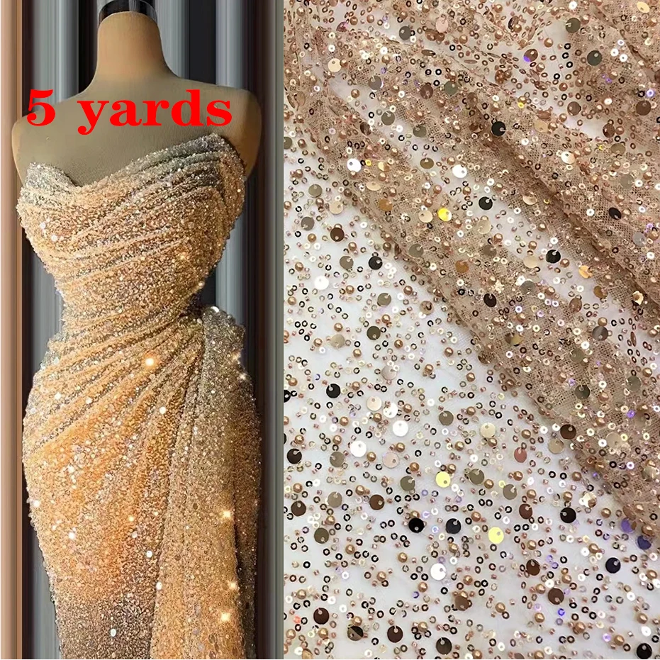 Royal Blue African Organza Lace Lace Tkanina 2025 Vysoko kvalitný francúzsky luxusný korálky čipky Nigérijské flitre TULLE LACE TRAKY na svadbu