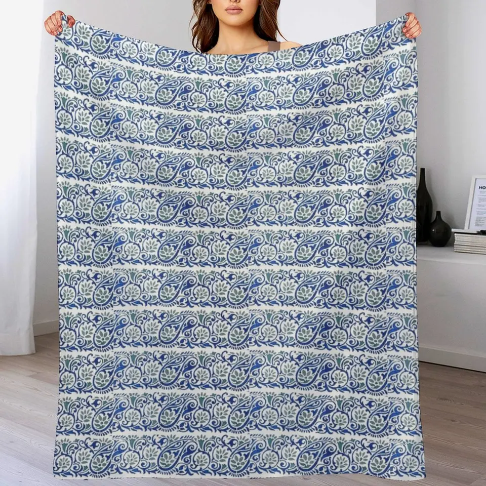 Royal Blue and Green Paisley Design Hrot prikrývky na posteľ a prikrývky