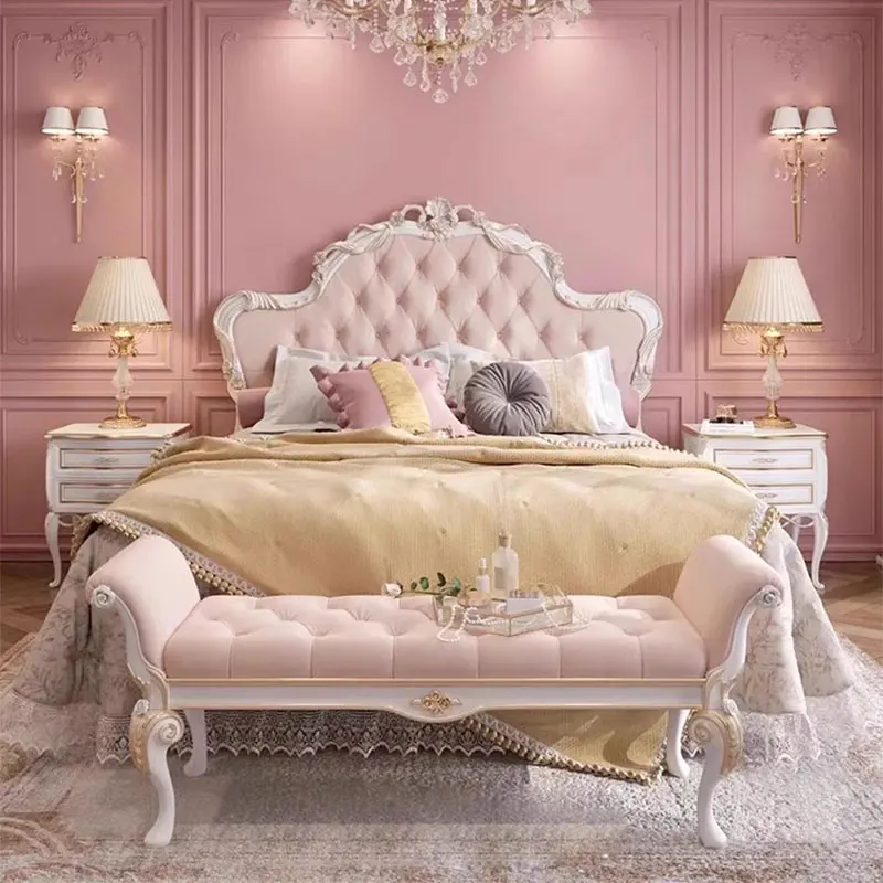 Royal Kids Európske dvojlôžkové drevo High End Twin Rám s dvojlôžkovou posteľou Luxusné camas manželské nábytok pre spálňu
