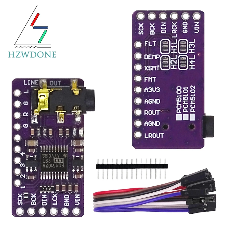 Rozhranie I2S PCM5102A DAC Decoder GY-PCM5102 I2S Player Modul pre Raspberry Pi Phat Format Board Digital PCM5102 Audio Board