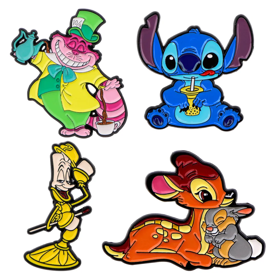 Rozprávky Cheshire Cat Cat Smalt Pin Odznaky na batohu Ženy Brožé klopové špendlíky Karikatúra šperky Cosplay doplnky hračky darčeky