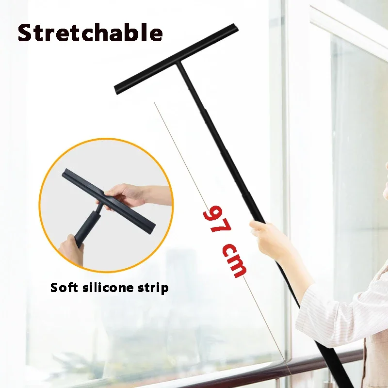 Roztiahnuteľná sprcha Squeegee pre sklenené dvere stierača čistič s dlhým držiakom Kúpeľňové zrkadlo Scraper Scret Cleaning