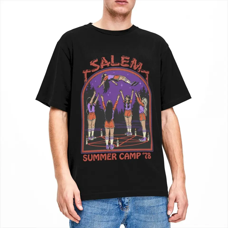 Roztlieskavací kôš hodte letný tábor Tričku pre mužov pre mužov Dámske bavlnené vinobranie Salem Dark Art Tee Tirl Krátke rukávy