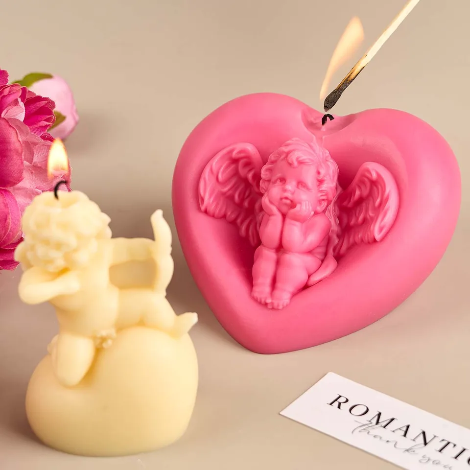 Roztomilá láska anjel sviečka silikónová forma DIY Valentín Ozdobné remeselníky