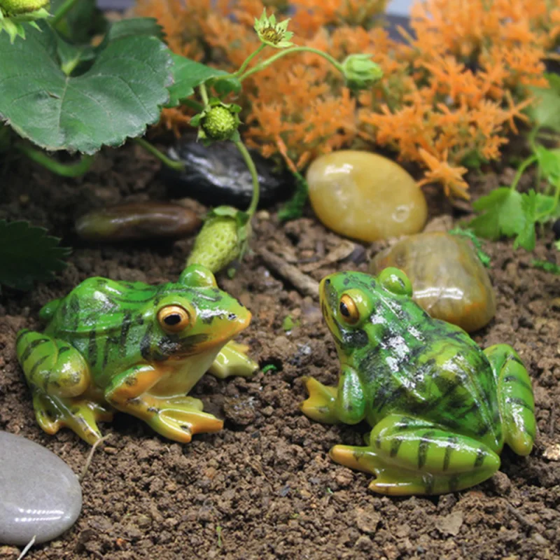 Roztomilá živici žaba figurínová socha simulácia zelená žaba ozdoba bonsai sukulentné dekorácie remeslá domáca záhrada dekor