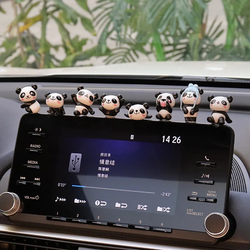 Roztomilé auto dekorácie automobilu Centrum konzoly displej s obrazovkou Interiér kreatívne navigácie na navigačné doplnky roztomilé malé panda auto