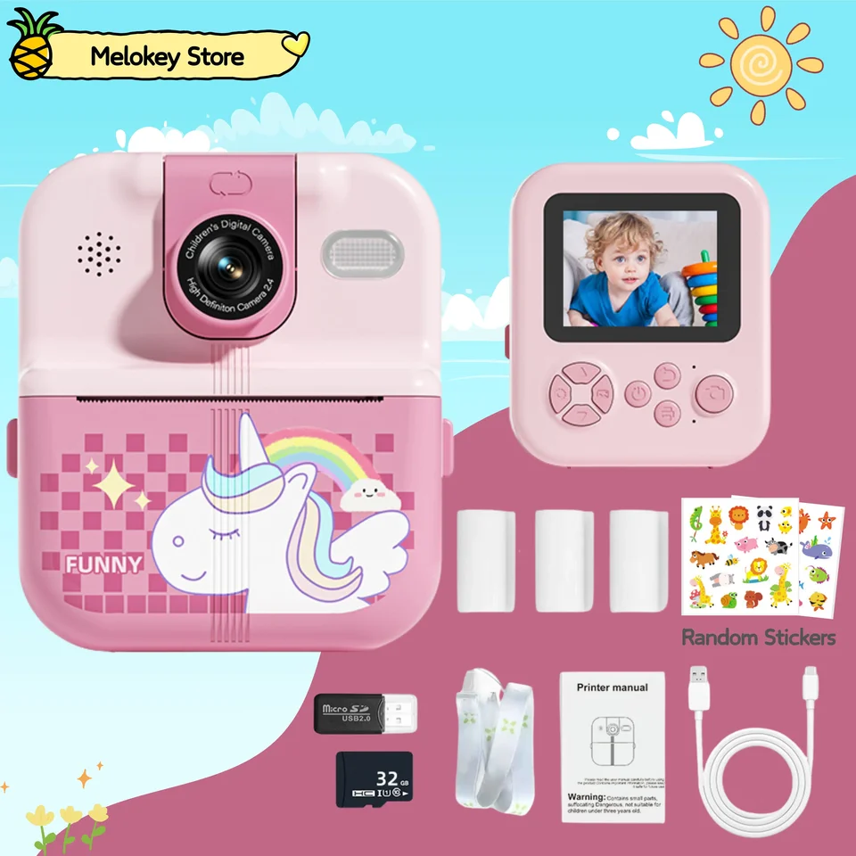 Roztomilé deti mini fotoaparáty sada fotografií Pink digitálne deti Videokamera Photograph