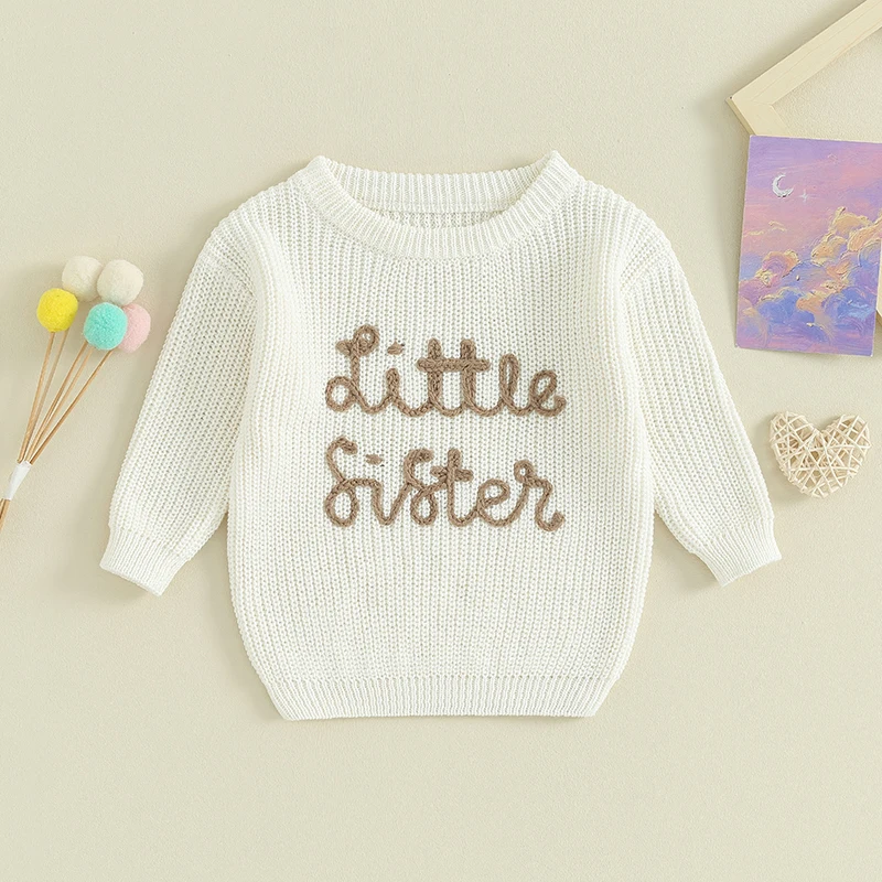 Roztomilé dievčatko Vianočné svetre Jeseň Príležitostné ležérne s dlhým rukávom vyšíva zimné zimné teplé pletené pullover