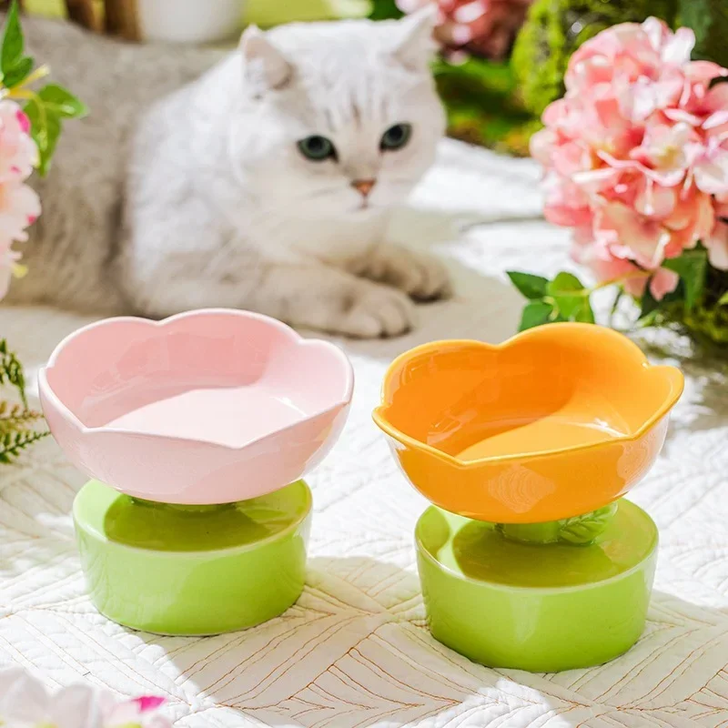 Roztomilé domáce zvieratá Pet Položky Kreatívne kvetiny v tvare misky Cat Cat Food Bowl Ceramics Water Pet príslušenstvo pre mačky výrobky
