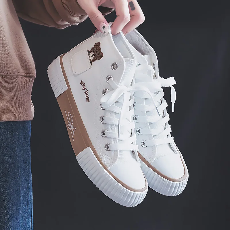Roztomilé dámske plátno topánky dámske topánky vreckové dámske tenisky všestranné ženské vulkanizované topánky vysoké toc zapatos para mling