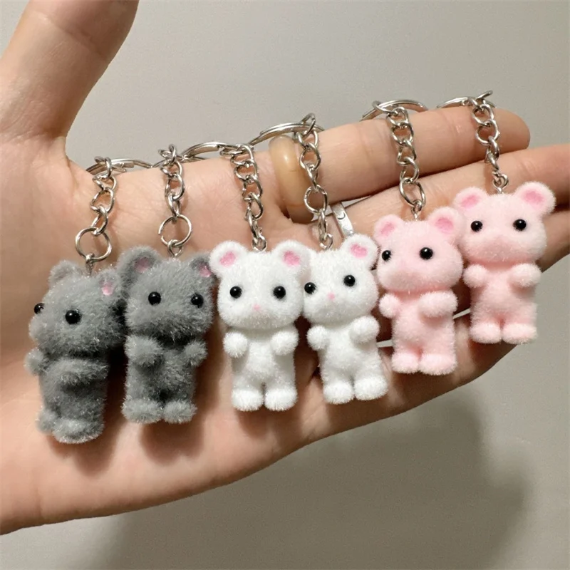 Roztomilé flockerské zvieratá Karikatúry potkany tvary Keychain živicové bábiky korálky prívesok