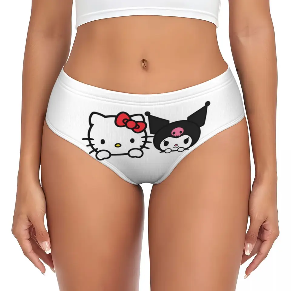 Roztomilé Hello Kitty a Kuromi Dámske spodné prádlo Krátke pokrytie Plné pokrytie Žiadna show bezšvové kawaii karikatúry dámske nohavičky