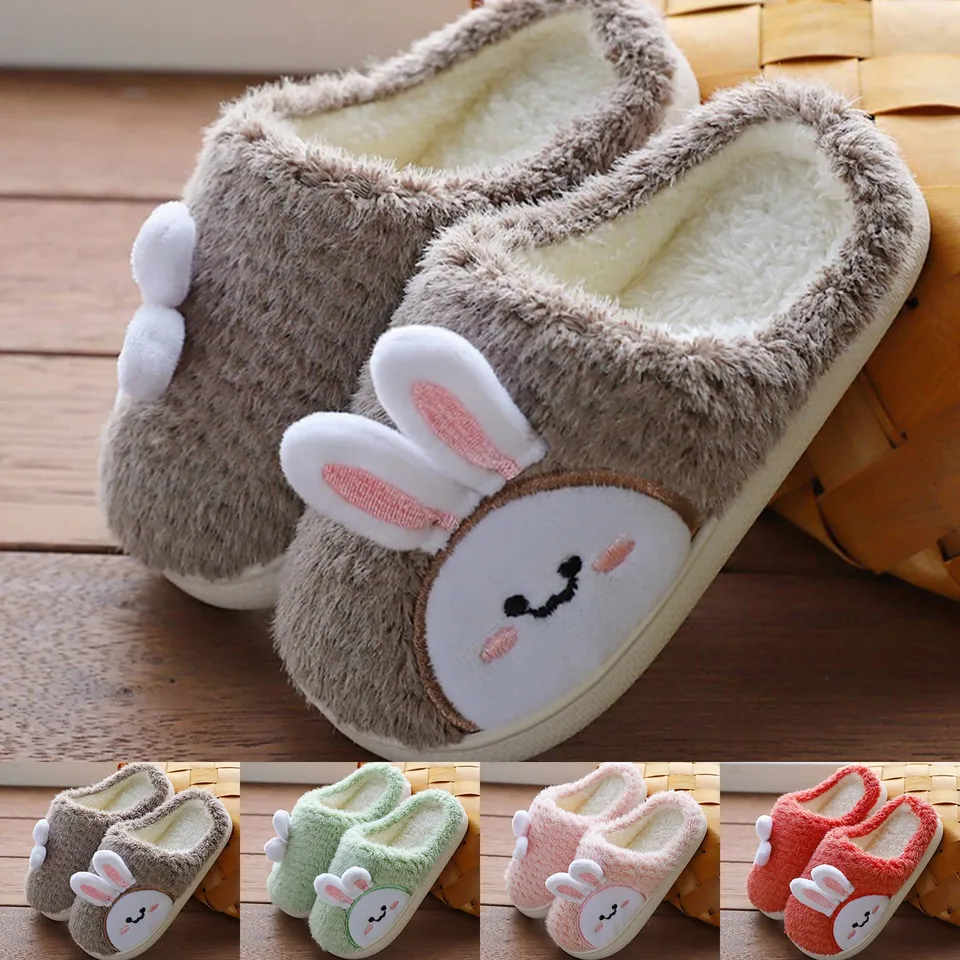 Roztomilé králičie papuče pre dospievajúce dievčatá detské bavlnené papuče roztomilý karikatúra Bunny Middle Children's Plippers Girls Kids Shoes