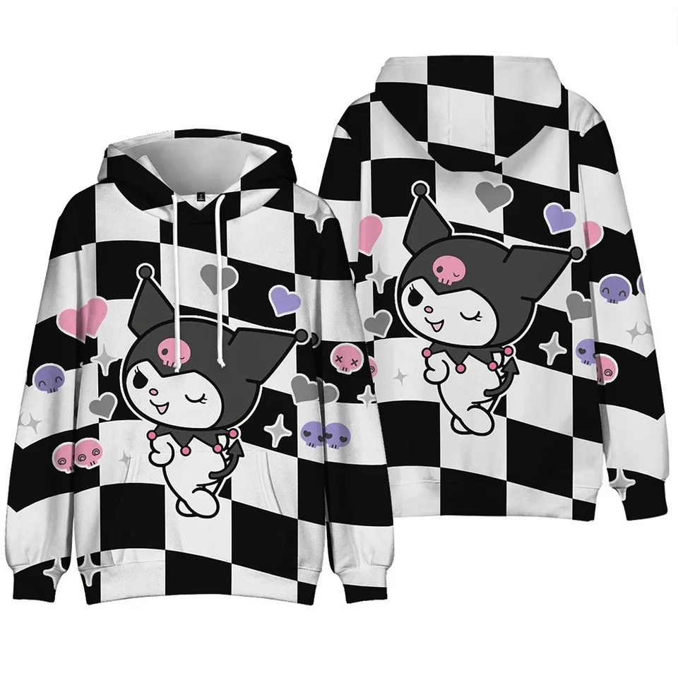 Roztomilé kuromi dievčatá mikiny miniso dievčatá oblečenie 3D anime tlačené pulóver módne dámske dámske jesenné dámske oblečenie