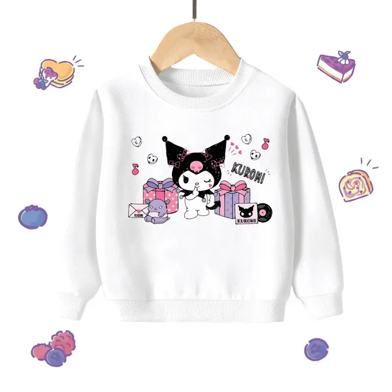 Roztomilé kuromi mikiny karikatúra anime Periférne detské detské chlapci a dievčatá okrúhle krk na krk na jar a jeseň