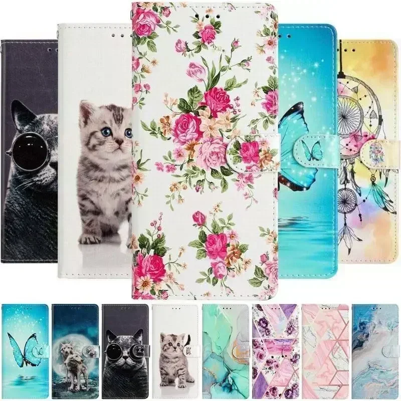 Roztomilé kvetinové maľované flip telefónne puzdro pre Xiaomi Mi 10T 11 11T 12T 13T 13 Lite 15 14T Pro Wallet Card Slot Protect Coque #pbb