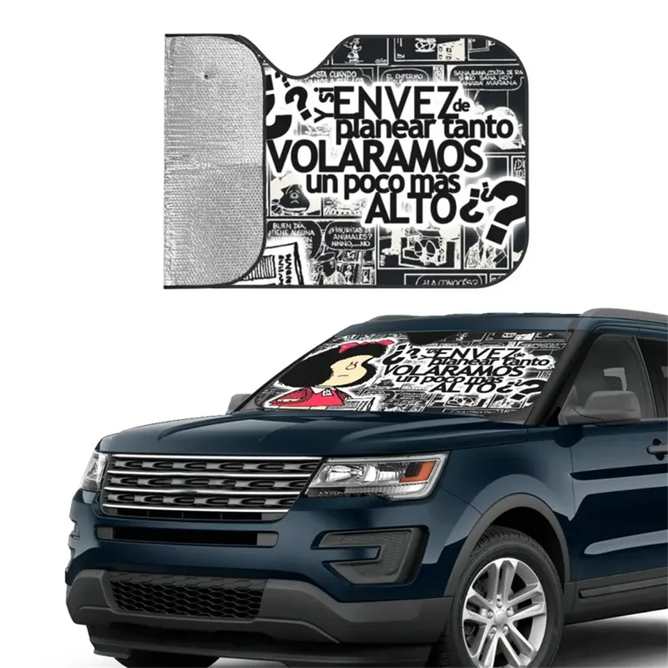 Roztomilé mafalda skladacie čelné sklo Sunshade 70x130cm Anime Cartoon Foils Foils Sun Visor Sun Shade Protect