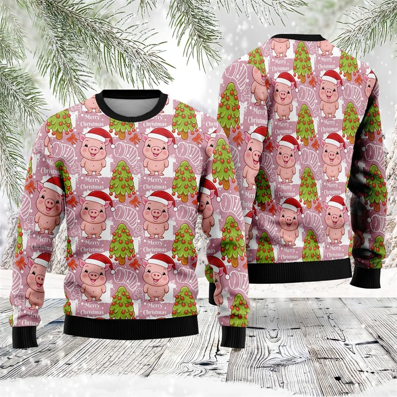 Roztomilé prasiatko grafické mikiny vtipné prasacie farmy Vianočné svetre pre ženy oblečenie kawaii dievčatá y2k pullovs Boy Crewneck topy