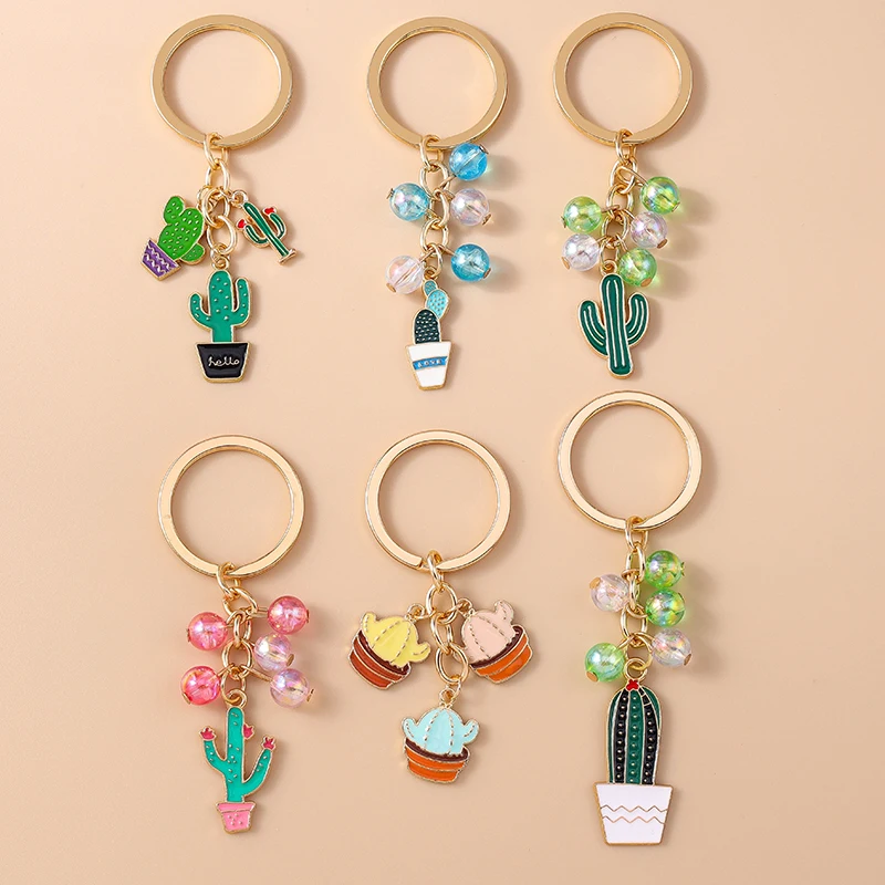 Roztomilé rastlinné kľúče kľúče kaktus kaktus prívesok keyring pre ženy pre ženy Men Men Men Men Muži Kľúč na kabelku Kabelka Kabelka zavesenie kľúčových reťazcov DIY Príslušenstvo