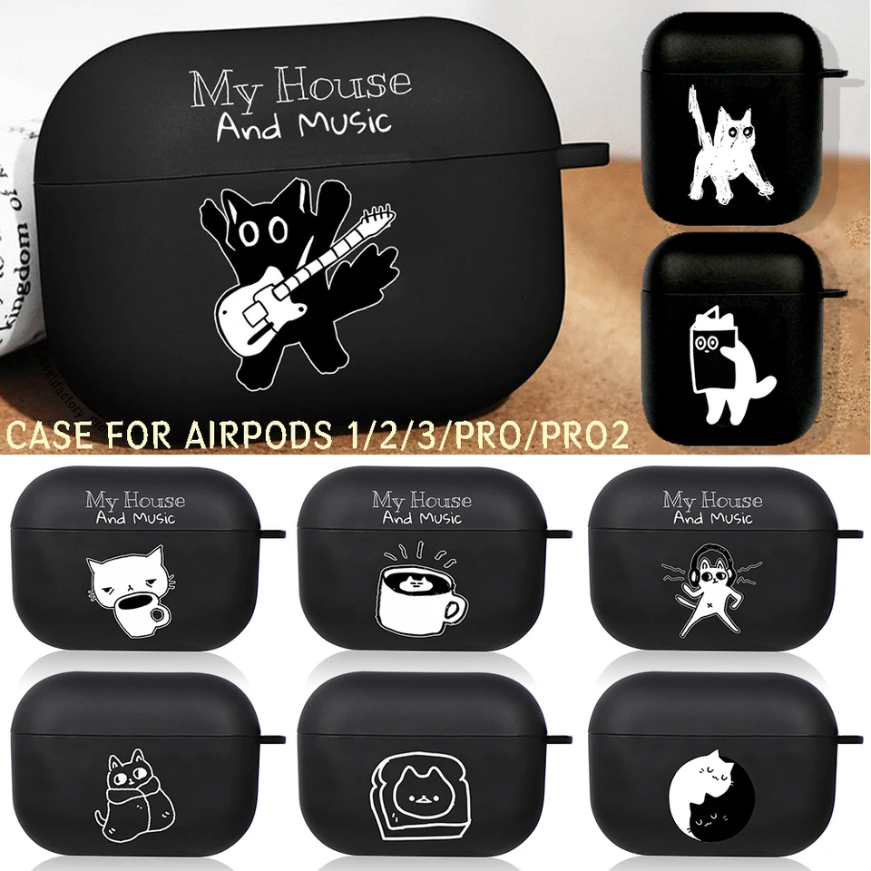 Roztomilé rockové hudobné mačky AirPod Case Air Pro 3 pre AirPods Pro 2 3. struky Gen Airpods pokrývajú vtipné mačky meme fonda Cartoon