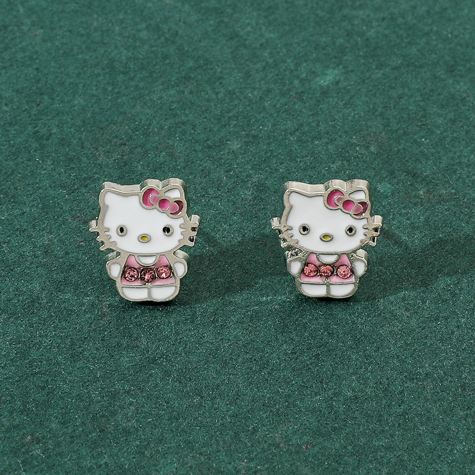 Roztomilé Sanrio Hello Kitty Cartoon náušnice y2k sladké pikantné dievča zliatiny náušnice kawai minimalistické módne diamantové šperky darček