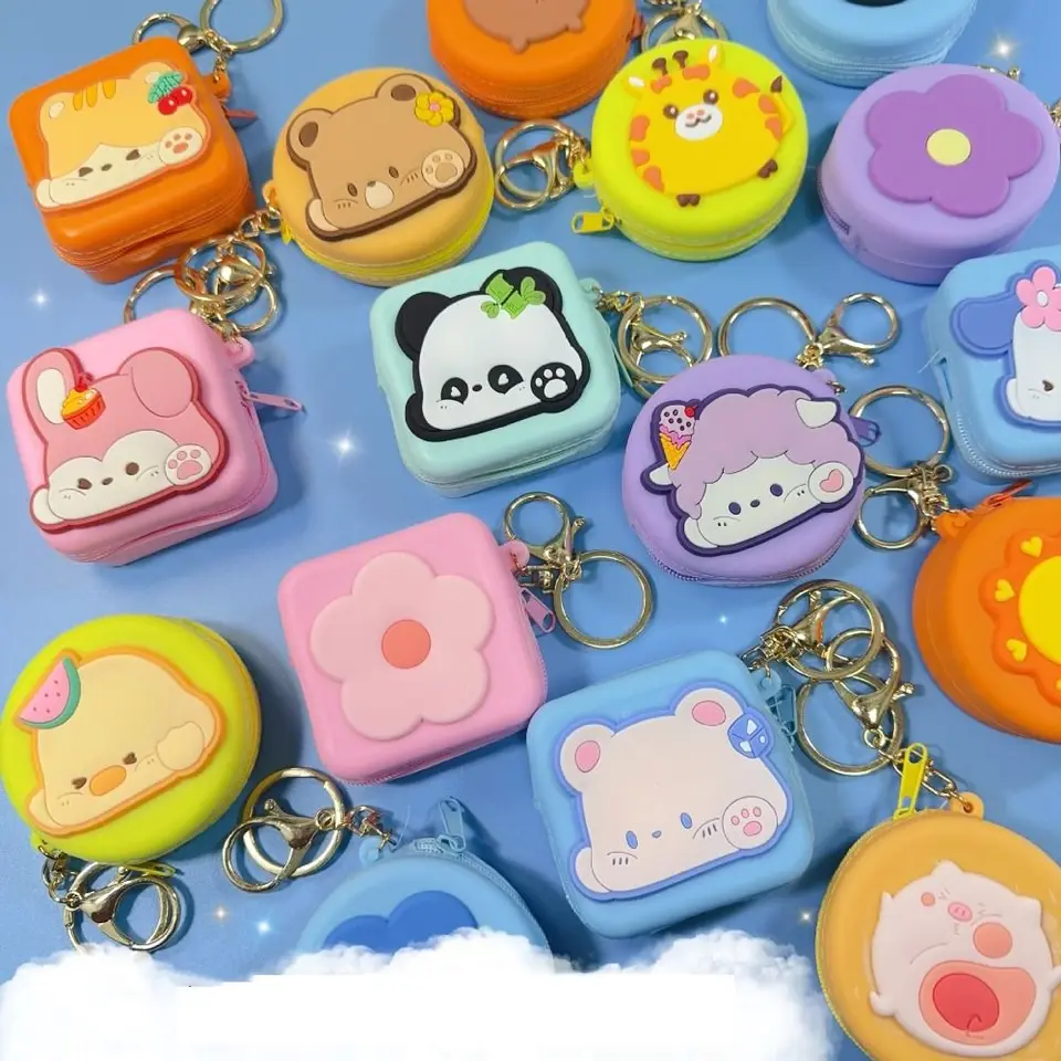 Roztomilé silikónové mince kabelky na zips s malým príveskom Keychains vrecko prenosné karikatúry taška