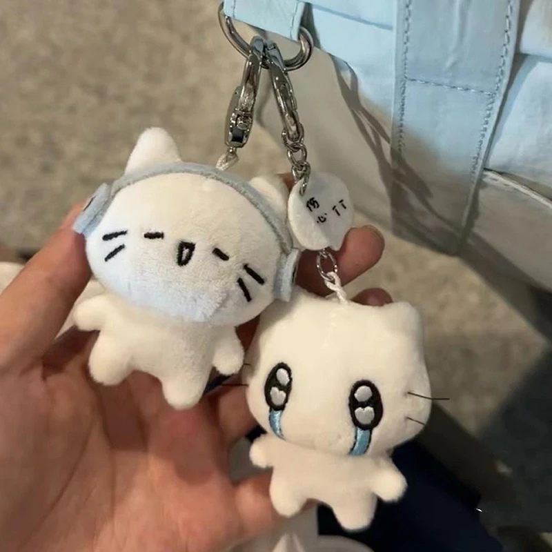 Roztomilé slúchadlá mačiatko pár Klávesnice mini plačúca mačka Doll Plush Keyring Cartoon Dog Bag Bat