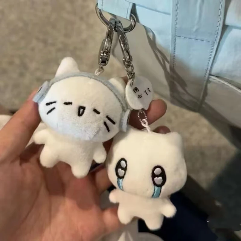 Roztomilé slúchadlá mačiatko pár Klávesnice mini plačúca mačka Doll Plush Keyring Cartoon Dog Bag Bat