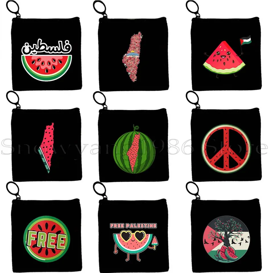 Roztomilé srdiečko karikatúra vodné melón umením zadarmo pokoj Kawaii ovocie arabské darčeky čierny kľúč minca kabelka Card Card rúž v taške peňaženka