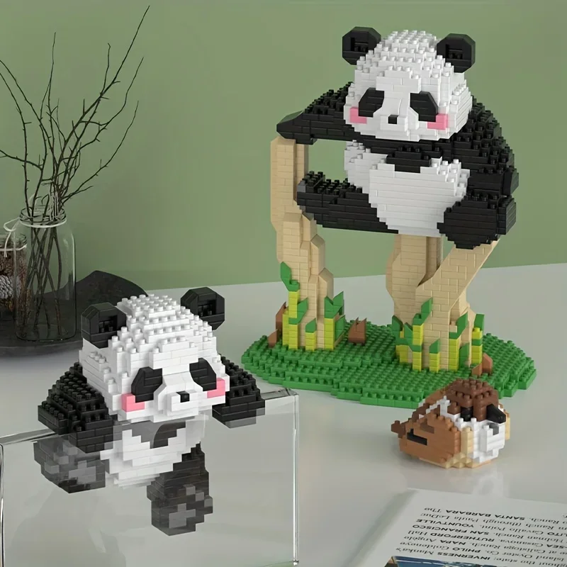 Roztomilé stavebné bloky Panda: Kreatívna séria Vzdelávacia hračka pre modelovú dekoráciu Halloween/Deň vďakyvzdania/Vianočný darček