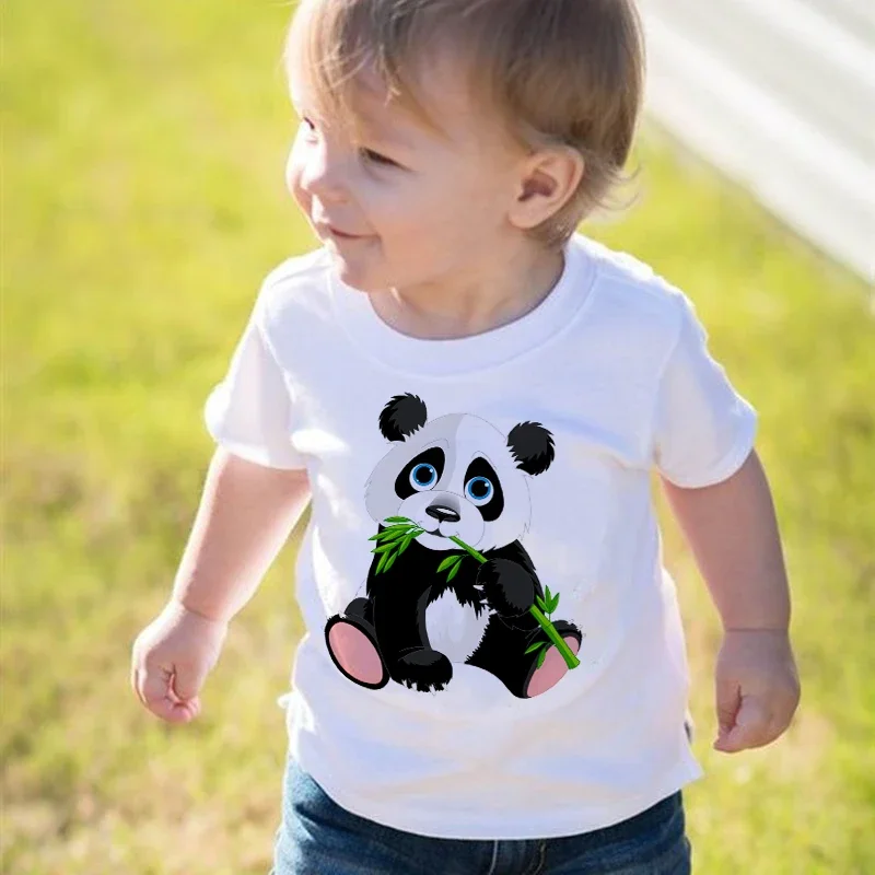 Roztomilé tričko Dinosaura pre roztomilé panda pre chlapcov letné oblečenie Girsl Tops Tops Detské tričko Tričko Kawaii Deti s krátkym rukávom