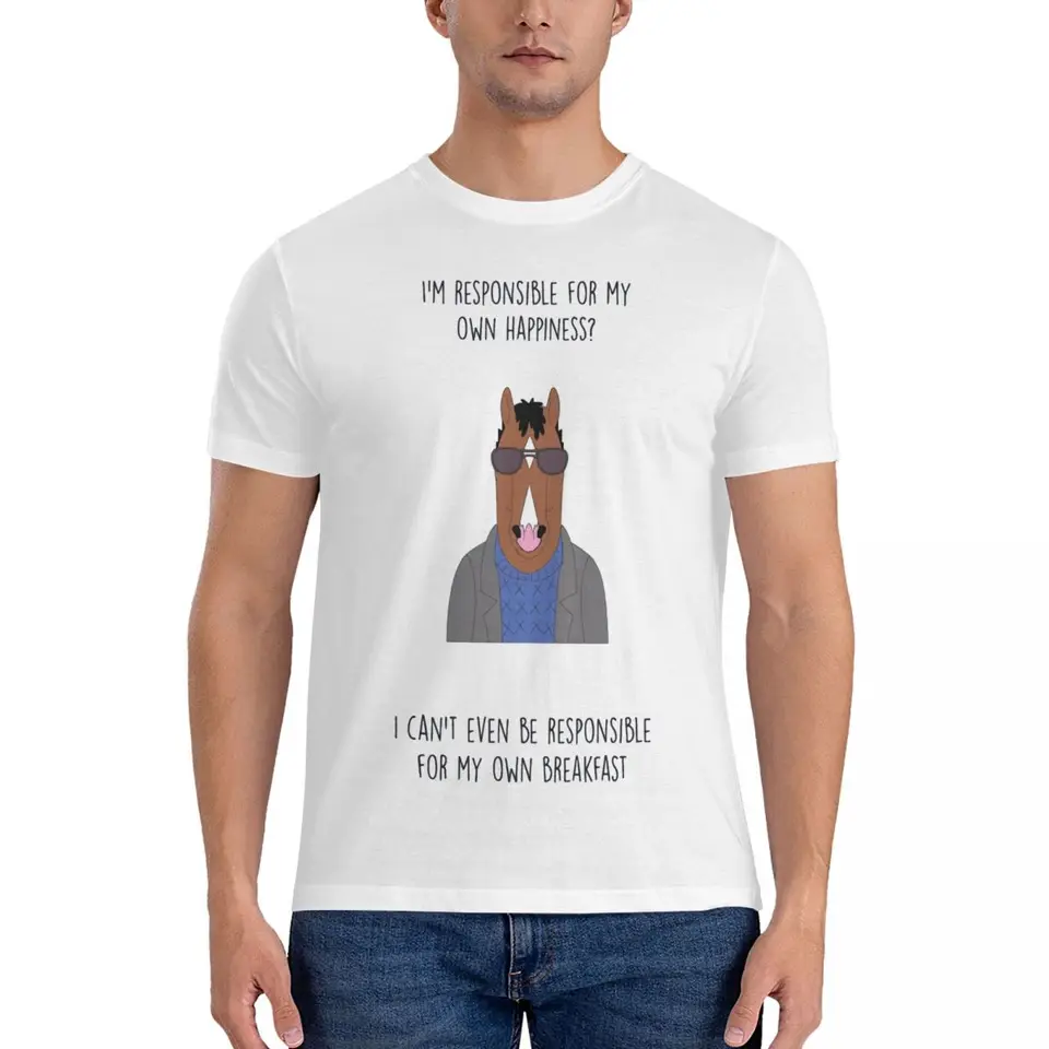 Roztomilé tričká Men Pure Cotton Úžasné tričko Round Golier B-Bojack Horsemans Tees s krátkym rukávom