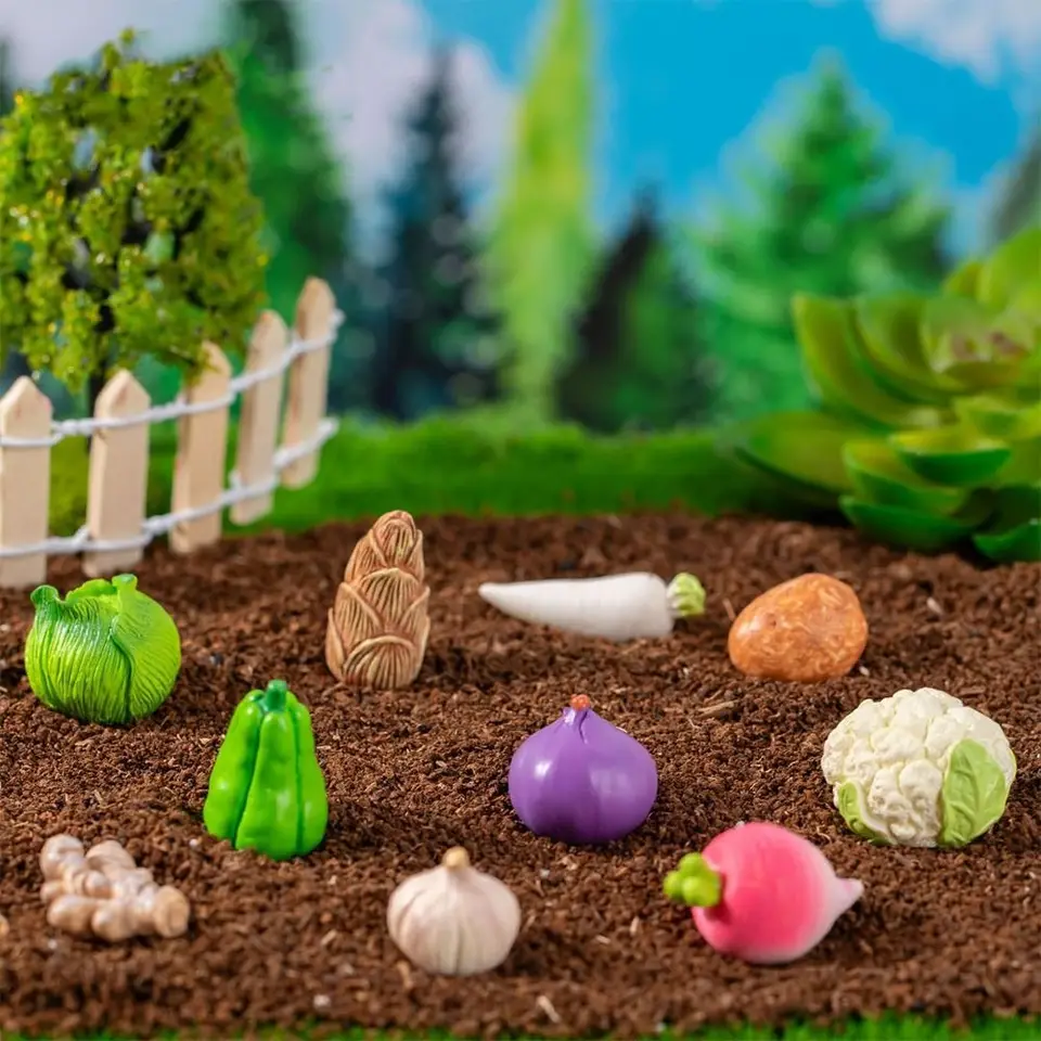 Roztomilé zeleninové figuríny miniatúry mini remeslá simulácia rastlinného koša realistický zeleninový model