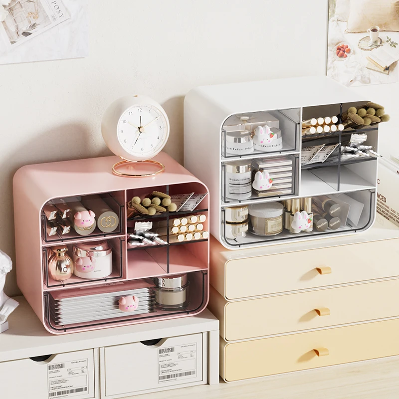 Roztomilé šikmé zásuvky na stolné skrinky Organizátor Desk Organizátor pre dievčenské make -up kozmetické úložné box stacionárne držiak ceruzky