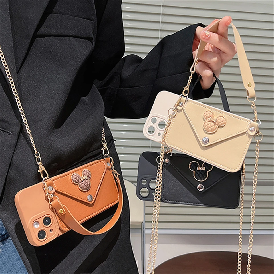 Roztomilý 3D diamantový bow medvedí karta tašku Crossbody Lanyard Soft Case pre iPhone 15 14 Pro Max 13 12 11 x xs xr 8 plus nárazový odolný kryt