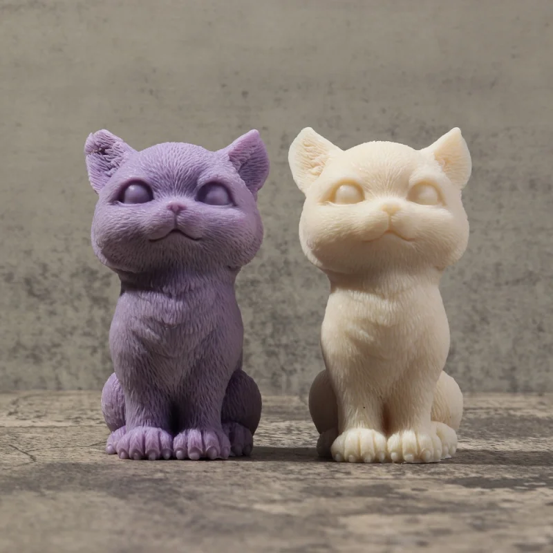 Roztomilý 3D usmievavá mačka silikónová sviečka pleseň stojaca mačka aromaterapia Sadná živicová forma DIY SOAP Čokoládový koláč na pečenie