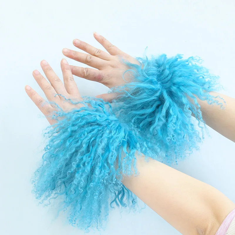 Roztomilý a krásny mongolský jahňací kožušina kožušina Tibet Tibet Lamb Fur Cuff Cuff Hot Predaj