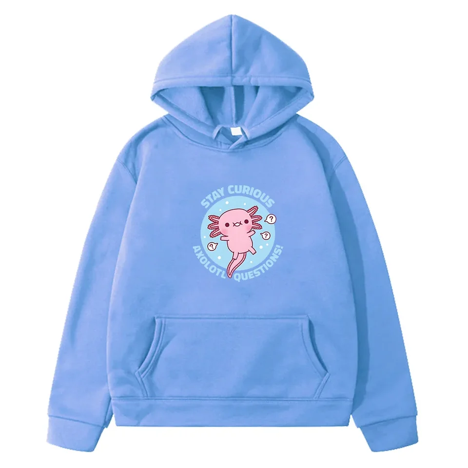 Roztomilý axolotl pozdrav deti odevy jar a zimné s dlhým rukávom Y2K Tops kawaii zviera jednoduché maľovanie mikiny vysokokvalitné