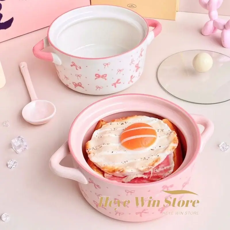 Roztomilý bowknot binaurálna porcelánová misa pre deti ovocný šalát dezert ryža raňajky s miskami s vekom domácnosti nový