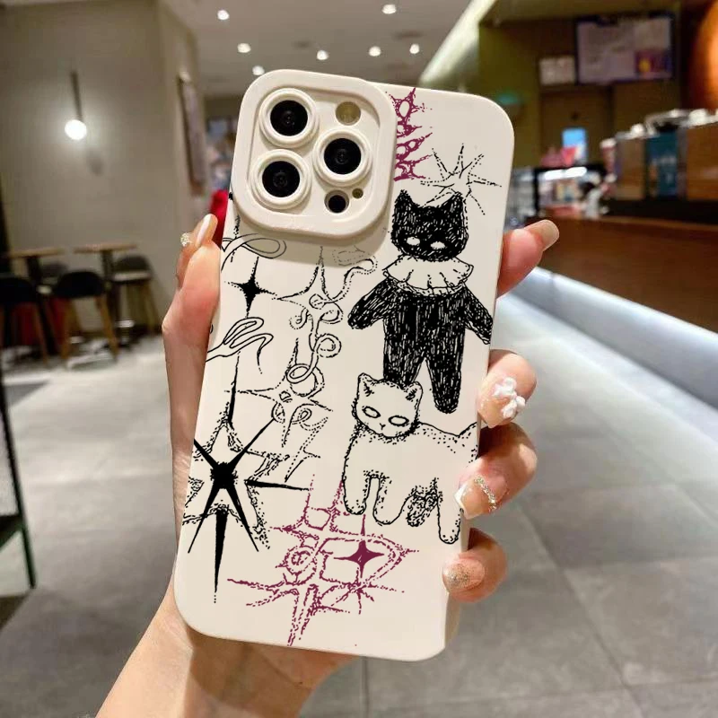 Roztomilý Cool Cat Ins žiak na celú obrazovku Silikónový puzdro pre Infinix Hot 8 9 10i 10s 11s Play Smart 5 6 Note10 11 Pro Zadný kryt