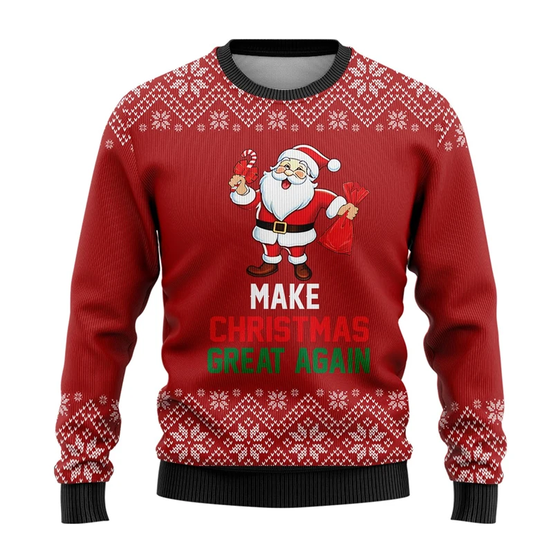 Roztomilý dizajn Santa Claus Grafické mikiny kawaii girlk jumper sveter vtipné vianočné večierky Swvetres Casy Autumn Unisex Pullovs